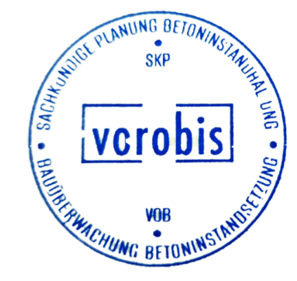 Stempel von vorobis für sachkundige Planung und Bauüberwachung in der Betoninstandsetzung