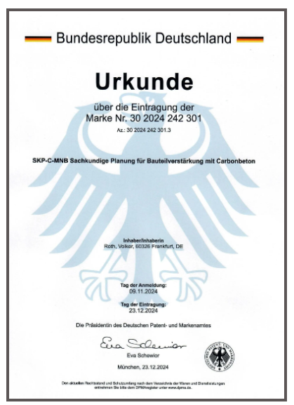 Markenurkunde für SKP-C-MNB ZERTIFIZIERUNG
